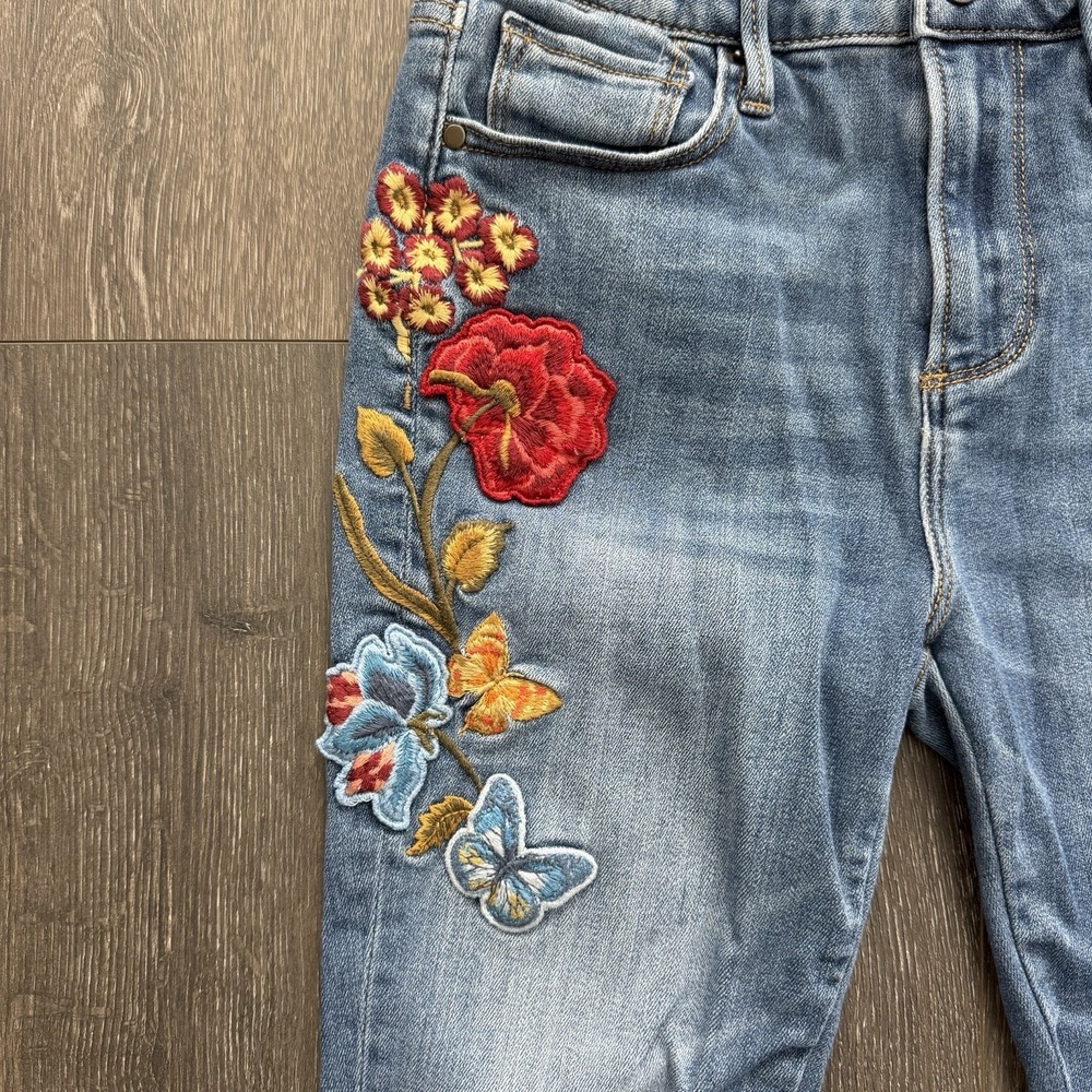 Driftwood Jean Women 26 Embroidered Ankle Boho Floral Jackie High Rise Coquette - Picture 3 of 13